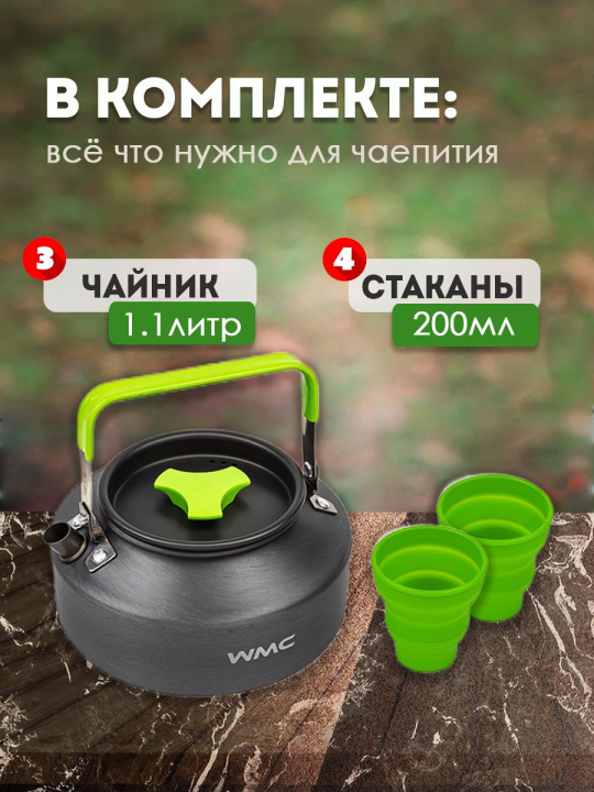 Посуда алюминиевая холодно-штампованная для кемпинга 10пр. WMC TOOLS WMC-TRC-040