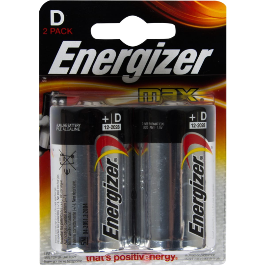 Батарейка «Energizer» MAX Alk D/LR20 BP2, E301533400, 2 шт