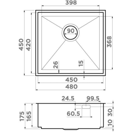 Кухонная мойка «Omoikiri» Kasen 48-26-INT-IN нержавеющая сталь, 4997056