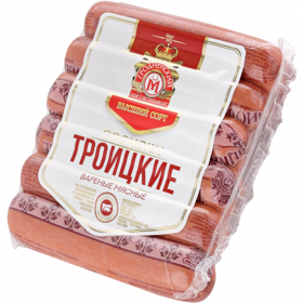 Со­сис­ки «Грод­нен­ский мя­со­ком­би­нат» Тро­иц­кие, высший сорт, 370 г