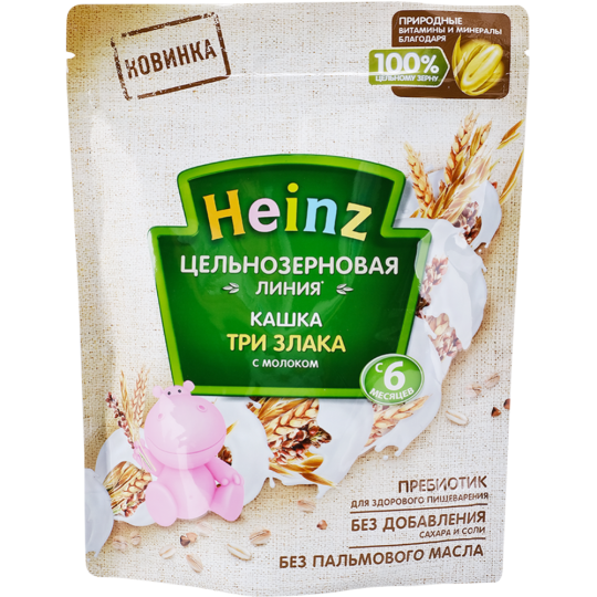 Каша сухая молочная «Heinz» цельнозерновая, три злака, 180 г