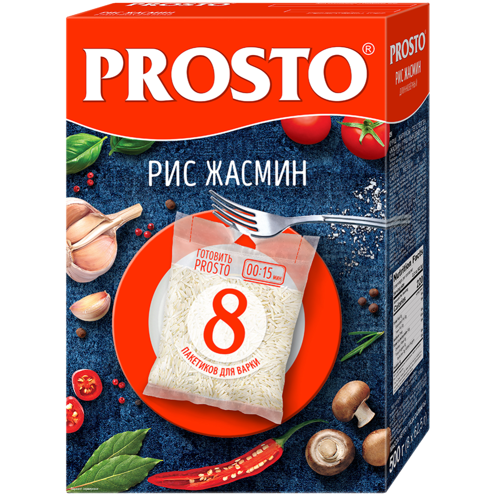 Крупа рисовая «Prosto» жасмин, 8х62.5 г