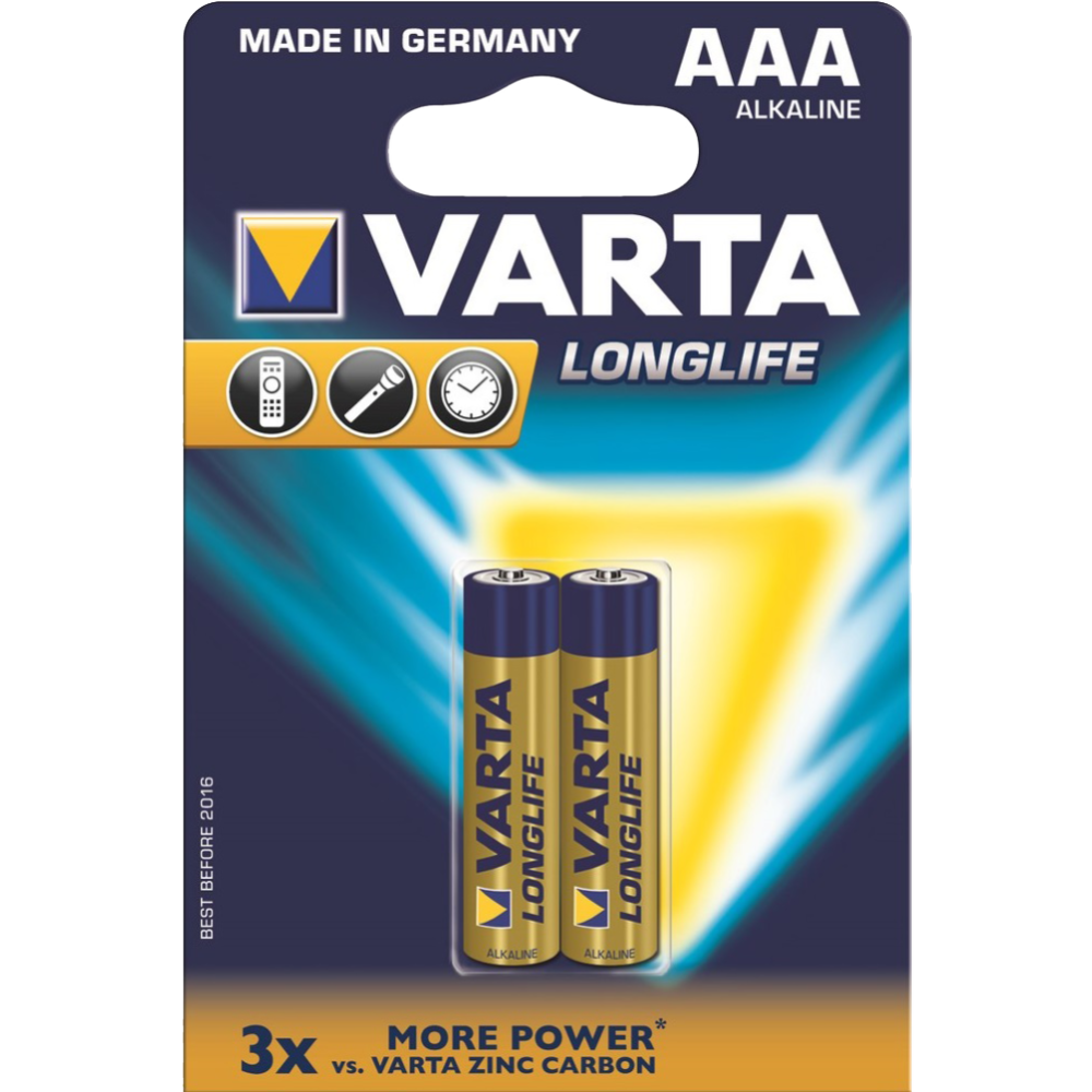 Батарейка «Varta» Longlife, AAА, LR03/4103 4BP, 2 шт #0