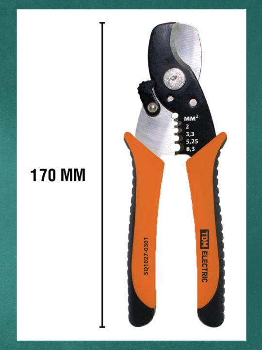 Кабелерез (Al до Ø11 мм.) с функц. зачистки изол., CR-V сталь, 170 мм, серия "МастерЭлектрик" TDM SQ1027-0301