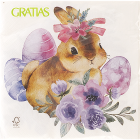 Сал­фет­ки бу­маж­ные «Gratias» Зайка с цве­та­ми, 33х33 см, 3 слоя, 20 листов