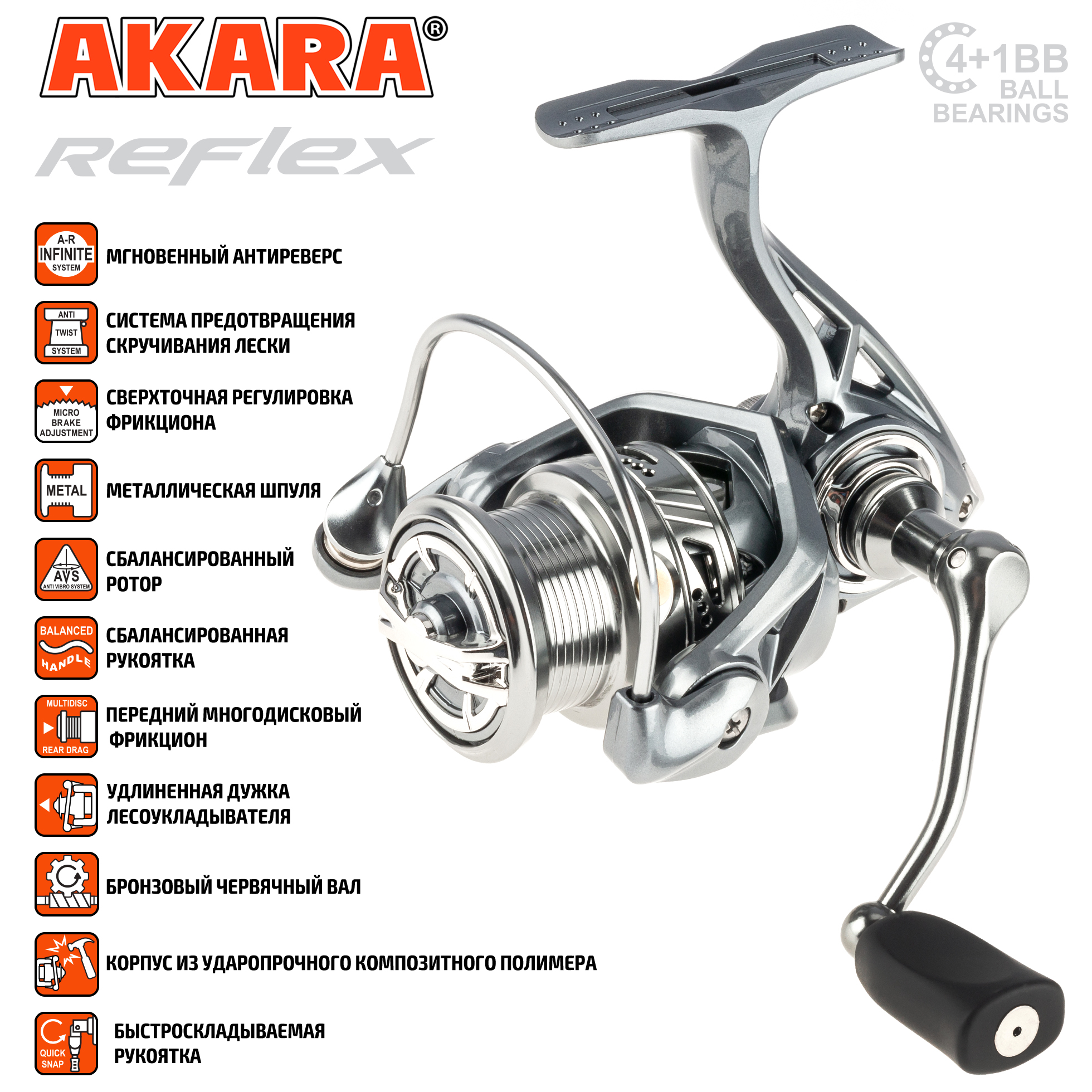 Катушка безынерционная Akara Reflex 1000 4+1bb