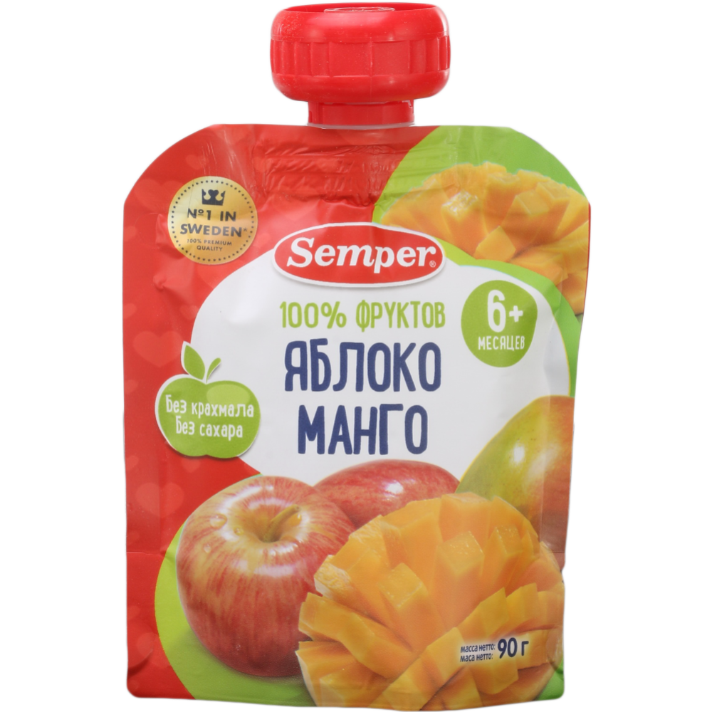 Пюре фруктово-ягодное «Semper» яблоко и манго, 90 г