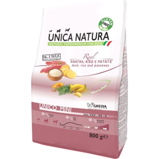 Корм для собак «Unica Natura» Mini, утка/рис, 800 г