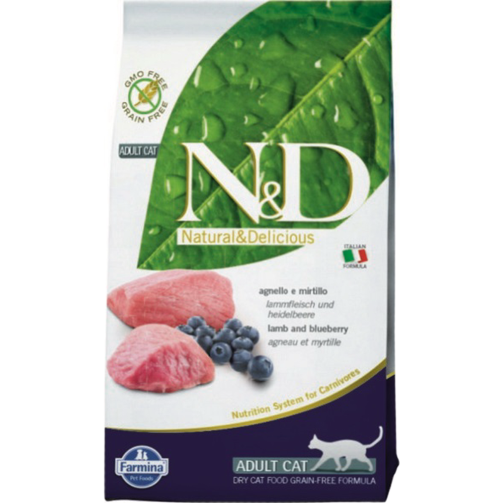 Корм для кошек «Farmina» N&D Grain Free, Adult, Lamb&Blueberry, 300 г