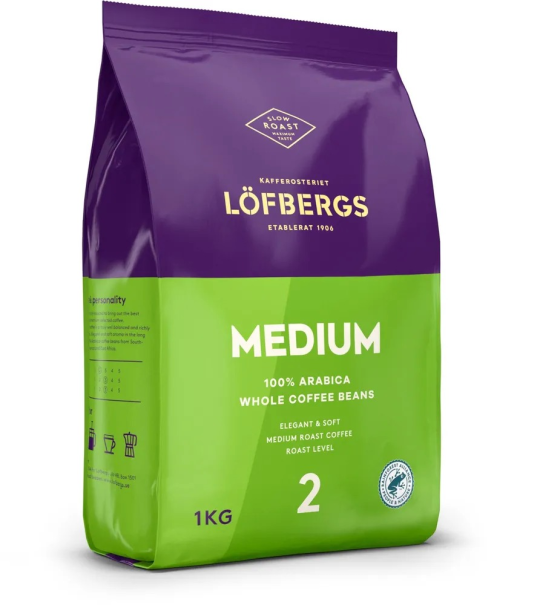 Кофе в зернах Lofbergs MEDIUM ROAST 1кг