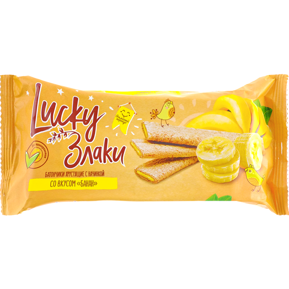 Батончики хрустящие «Lucky Злаки» банан, 100 г #0