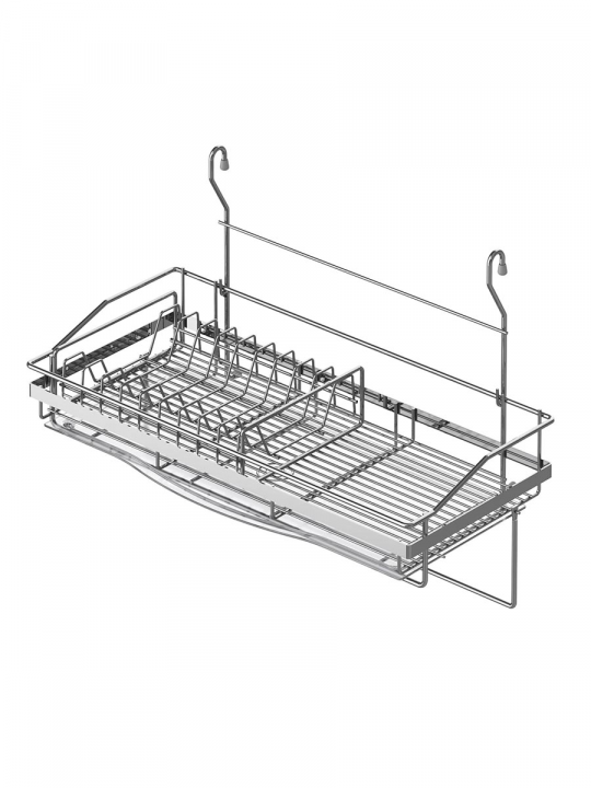 Сушилка для посуды навесная на рейлинг с поддоном Starax S-4020-C (хром)