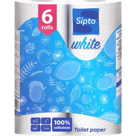 Бумага туа­лет­ная «Sipto» White, белый, 2 слоя, 6шт