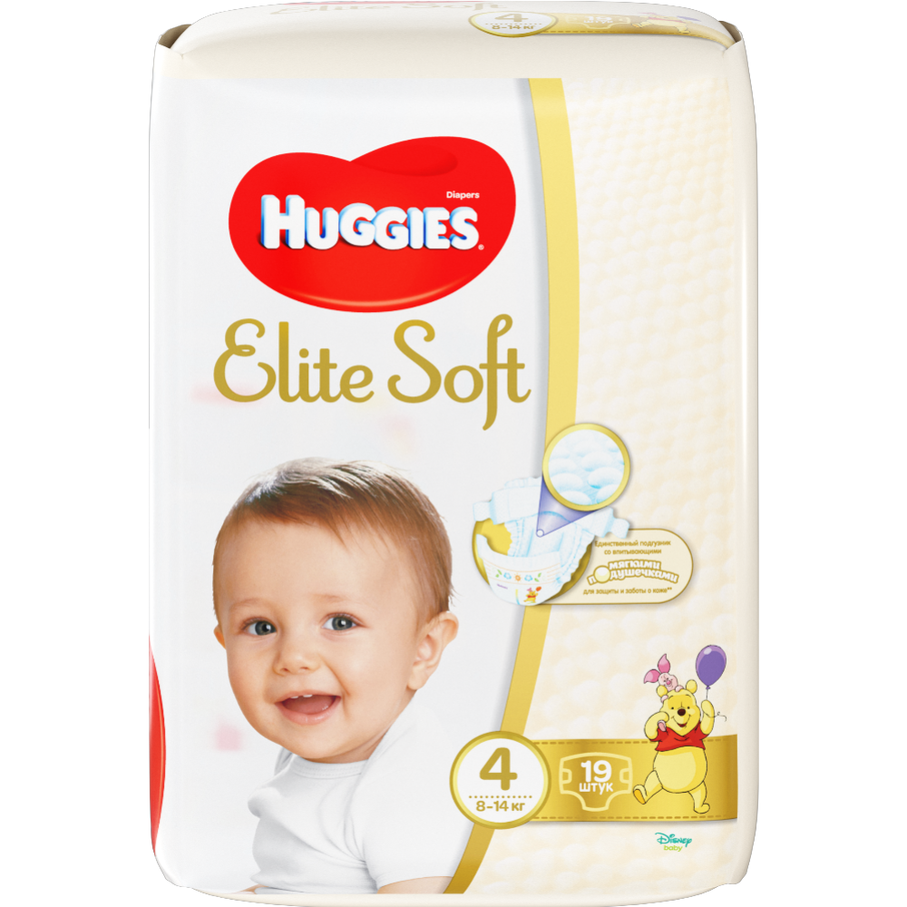 Подгузники детские «Huggies» Elite Soft, размер 4, 8-14 кг, 19 шт