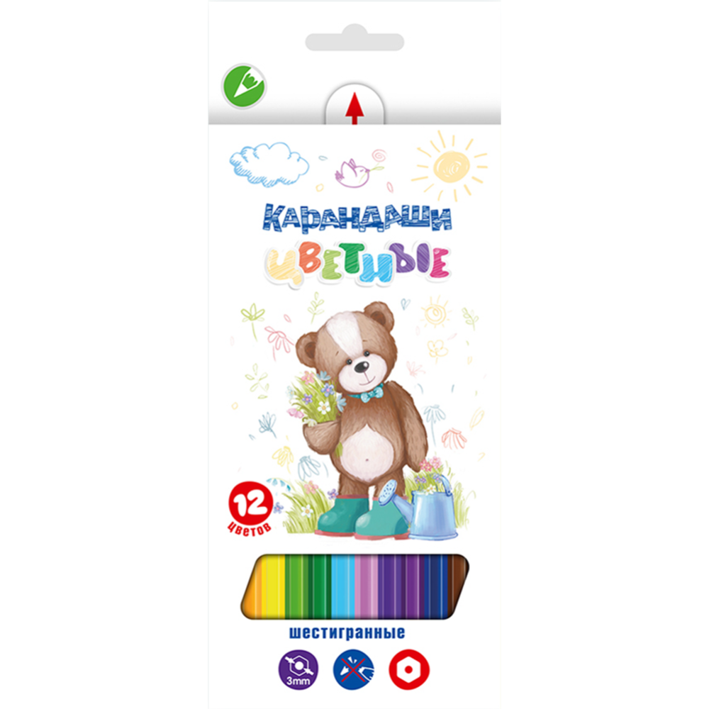 Набор цветных карандашей «Мишка» 12 цветов, CP-9012