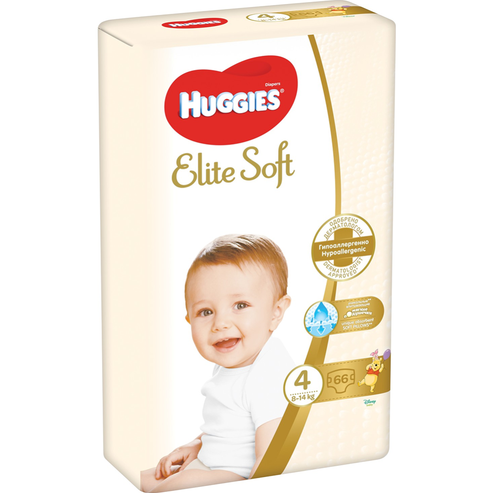 Подгузники детские «Huggies» Elite Soft, размер 4, 8-14 кг, 66 шт