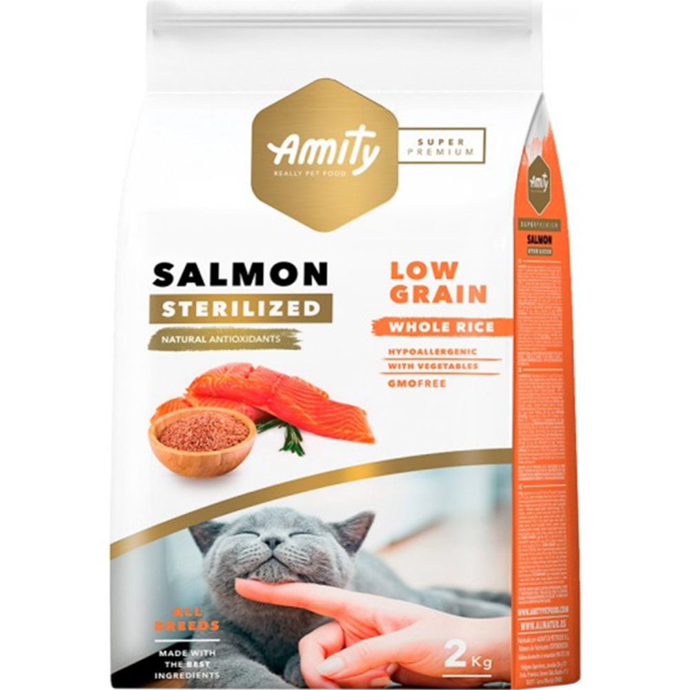 Корм для кошек «Amity» Super Premium, для стерилизованных кошек, лосось, 2 кг