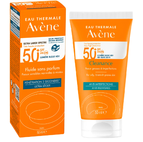 AVENE CLEANANCE Солнцезащитный флюид для жирной кожи SPF 50+ 50 мл