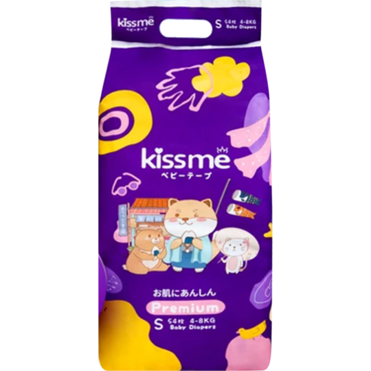 Подгузники детские «KissMe» Premium, размер S, 4-8 кг, 54 шт