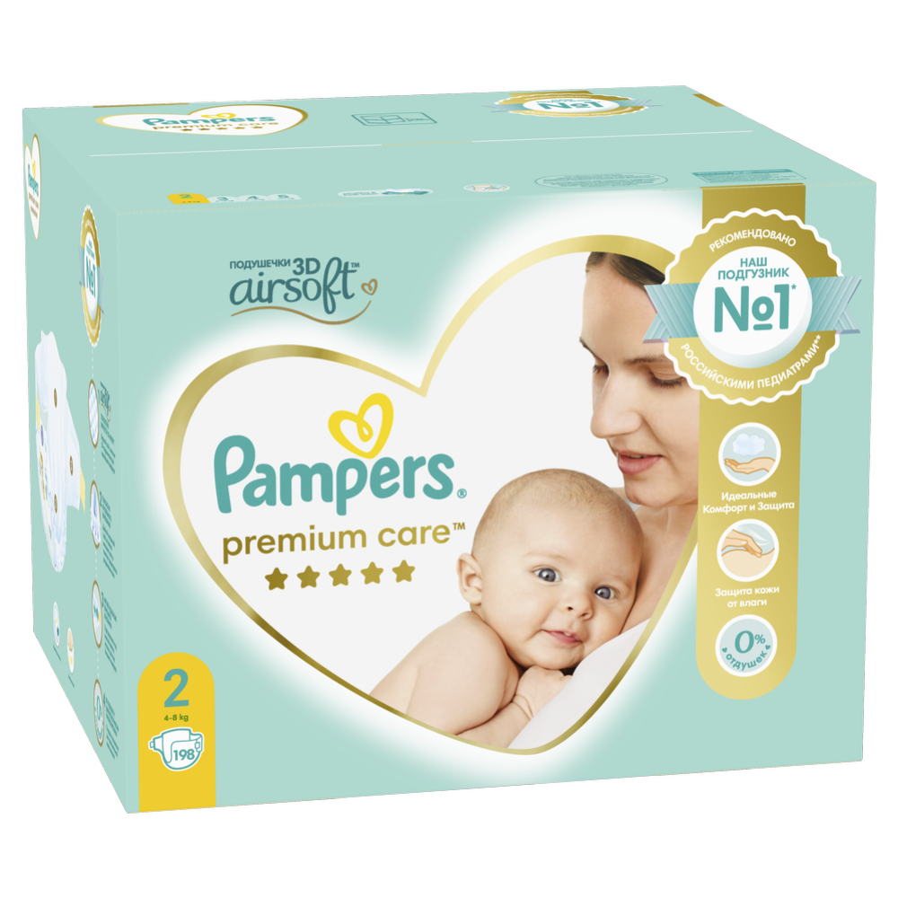 Подгузники детские «Pampers» Premium Care, размер 2, 4-8 кг, 198 шт