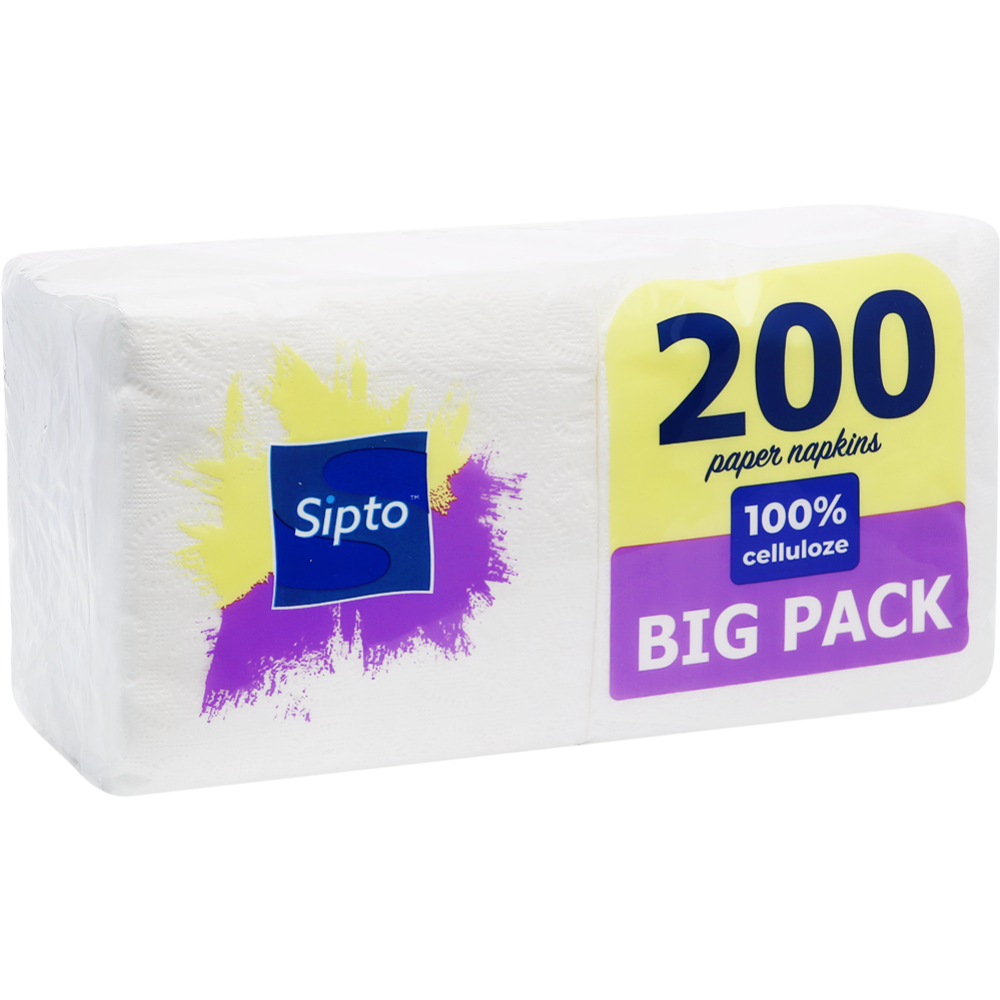 Салфетки бумажные «Sipto Big Pack» белые, 200 шт. #0