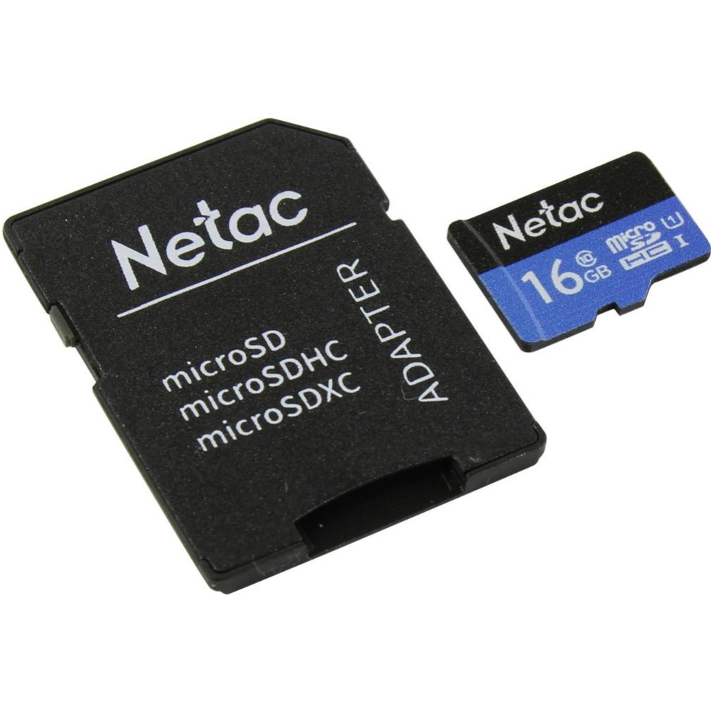 Карта памяти «Netac» MicroSDHC 16GB Class 10 UHS-I P500 Standard с адаптером, NT02P500STN-016G-R