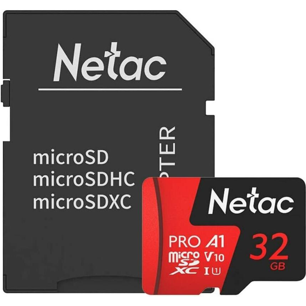 Карта памяти «Netac» MicroSDXC 32GB Class 10 UHS-I P500 Extreme Pro с адаптером, NT02P500PRO-032G-R