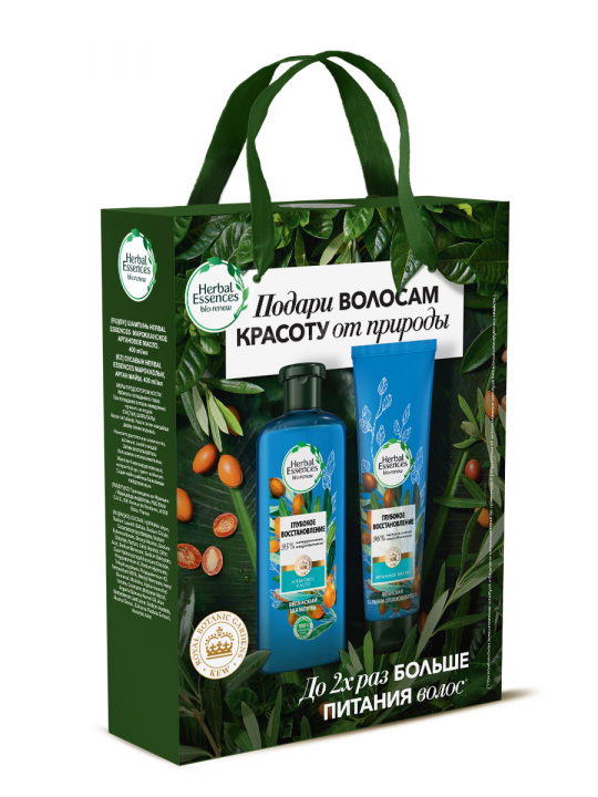 Подарочный набор женский Herbal Essences Глубокое Восстановление шампунь для волос 400 мл + бальзам-ополаскиватель для волос 180 мл