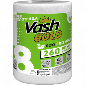 По­ло­тен­ца бу­маж­ные «Vash Gold» Eco Friendly, 260 листов, 1 рулон