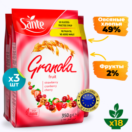 Гранола Sante с фруктами, 3 упаковки