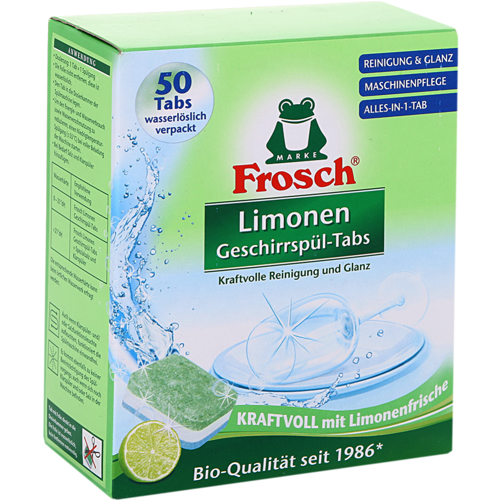 Таблетки для посудомоечных машин «Frosch» лимон, 50 шт