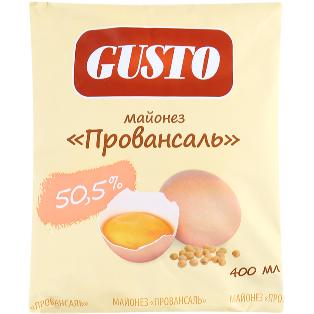 Май­о­нез «Gusto» Про­ван­саль сто­ло­вый де­ли­ка­тес­ный 50.5%, 400 мл