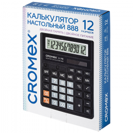 Калькулятор настольный СROMEX 888 (185x145 мм), 12 разрядов, ЧЕРНЫЙ