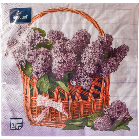 Салфетки декоративные «Bouquet» Art Bouquet, Корзина с сиренью, 37410, 33 см, 20 шт