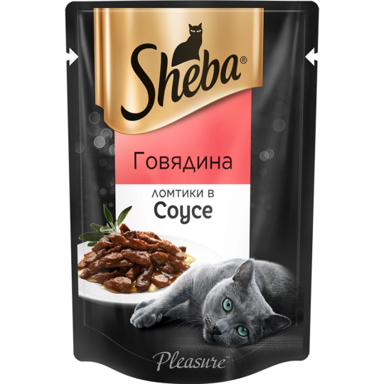 Корм для кошек «Sheba» Pleasure, Ломтики из говядины в соусе, 85 г