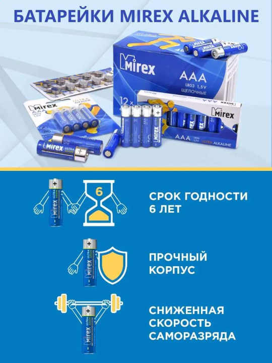 Батарея щелочная Mirex Ultra Alkaline 6LR61 / Крона 9V