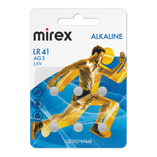 Батарея щелочная Mirex AG3 / LR41 6ВР