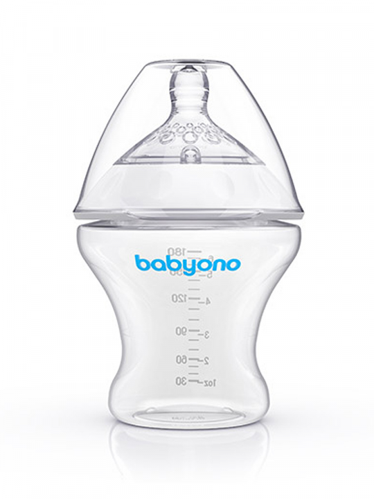 Бутылка для кормления новорожденных BabyOno, NATURAL NURSING, 180 мл (арт. 1450)