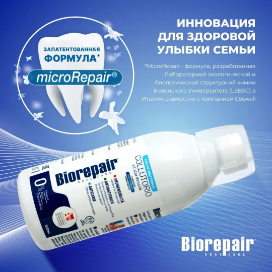 Ополаскиватель для полости рта Biorepair Antibacterial Mouthwash антибактериальный без спирта 500 мл