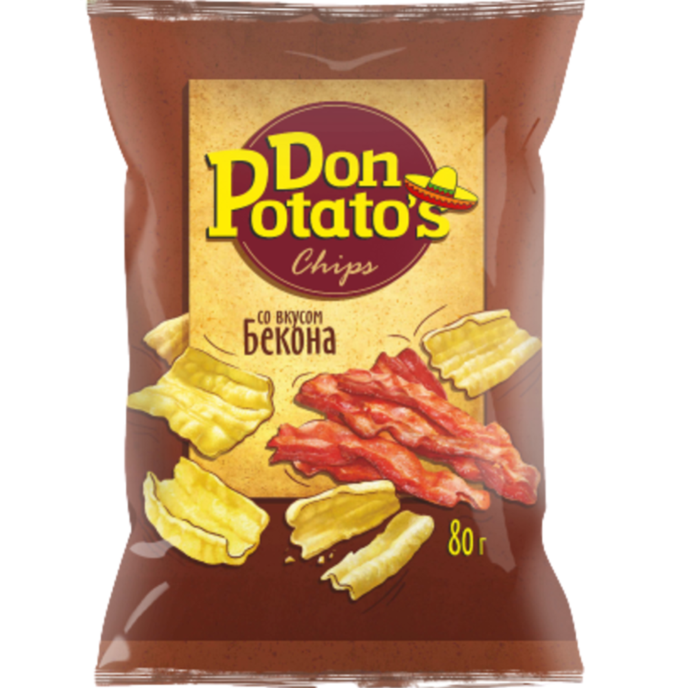 Снеки картофельные «Don Potato's» со вкусом бекона, 80 г #0