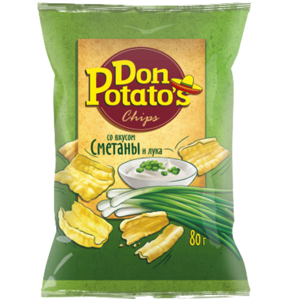 Снеки картофельные «Don Potato's» сметана и лук, 80 г #0