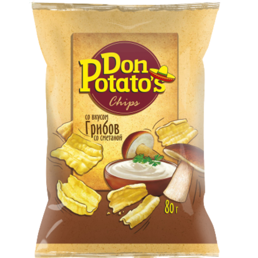 Снеки кар­то­фель­ны­е«Don Potato's» вкус грибов со сме­та­ной 80 г