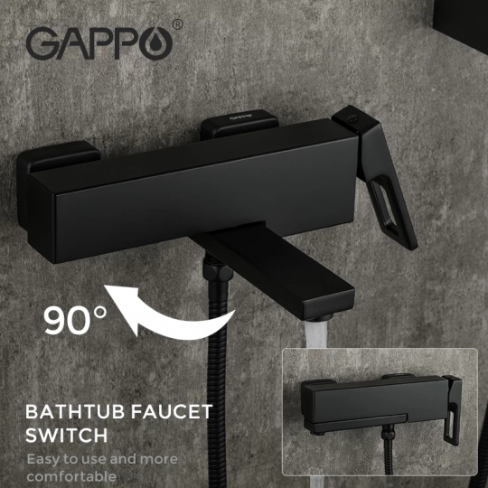 Смеситель для ванны Gappo G3217-6, Чёрный