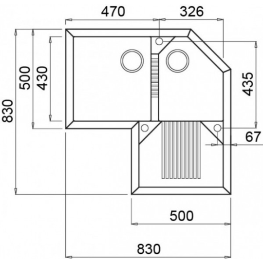 Мойка кухонная «Elleci» Tekno Corner G68, LGTCOR68, bianco