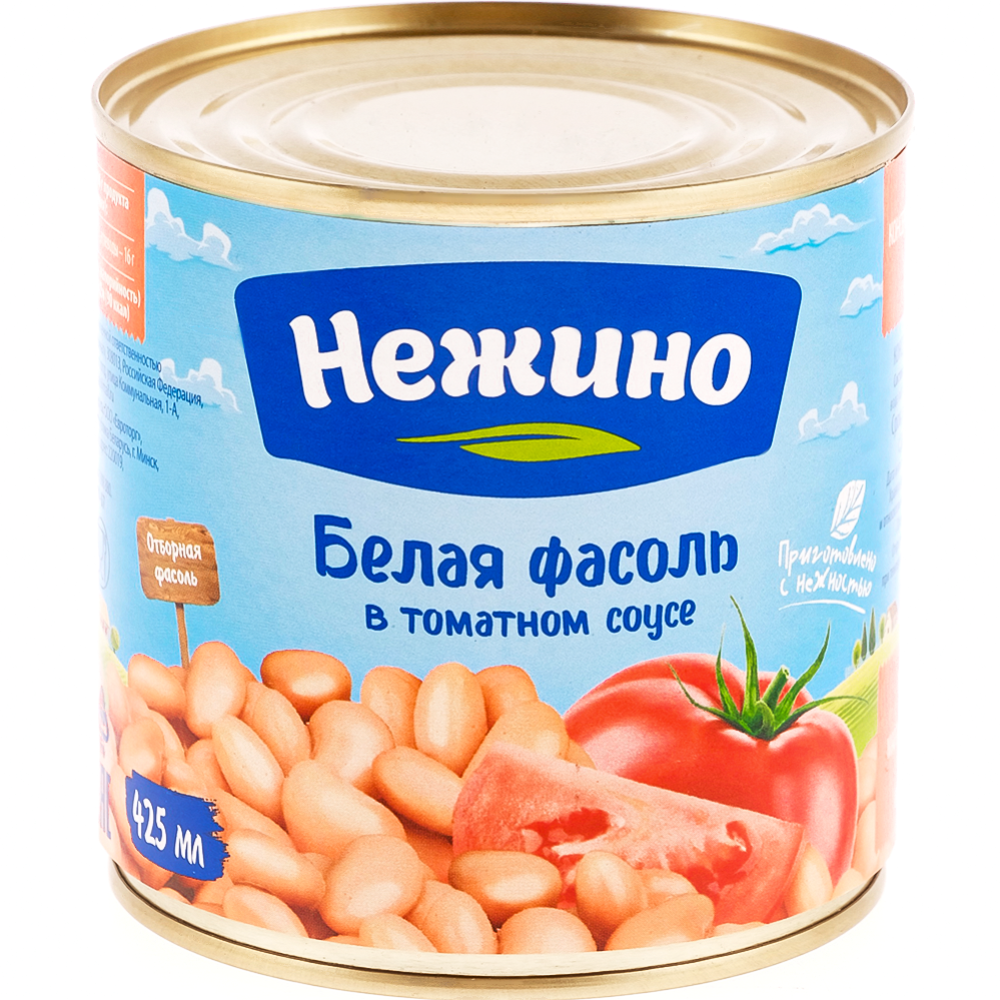 Фасоль консервированная «Нежино» белая, в томатном соусе, 400 г #0