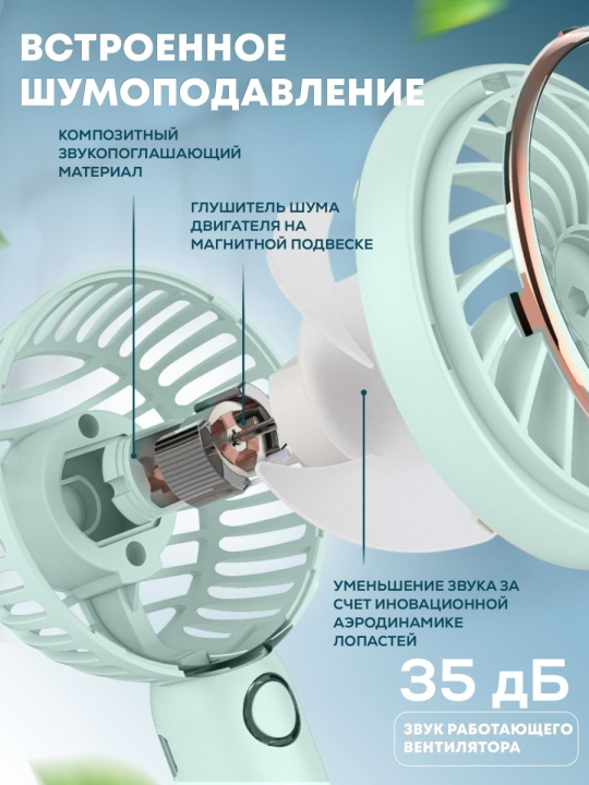 Портативный ручной мини вентилятор с USB (,для дома, дачи, улицы)