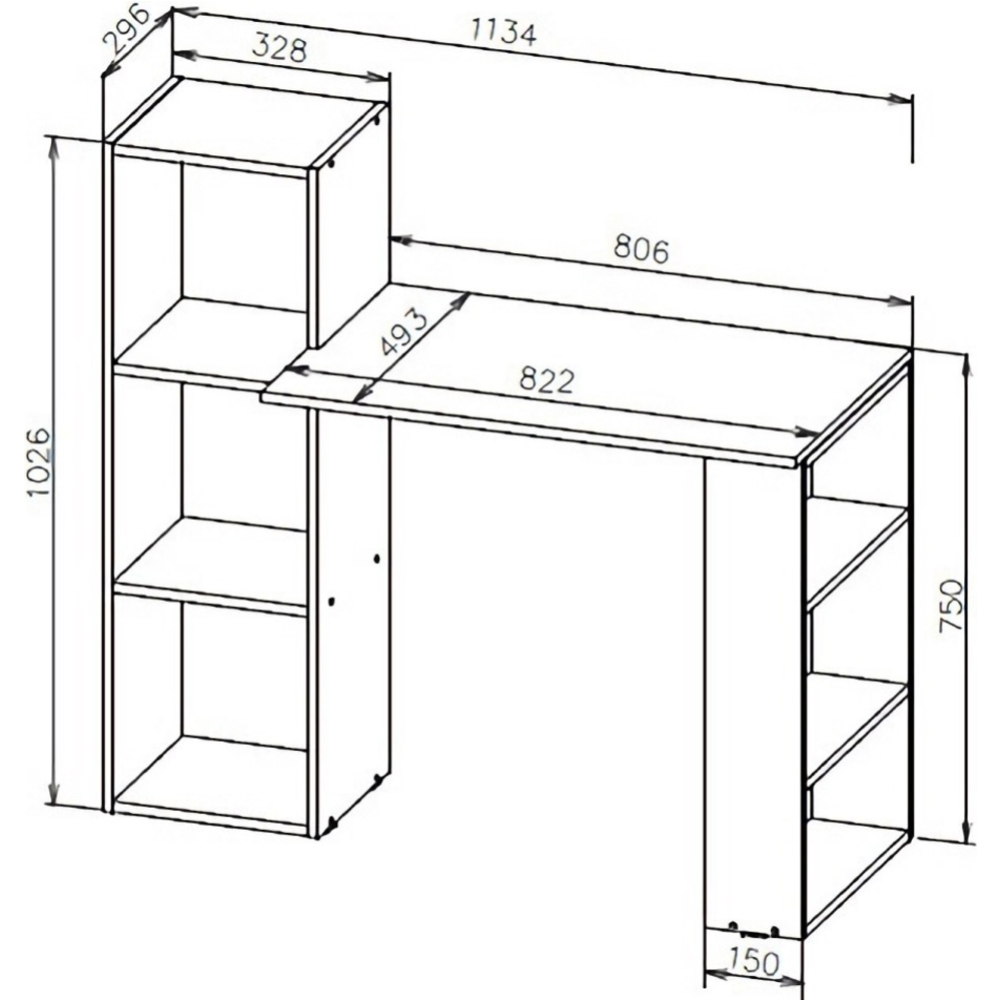 Компьютерный стол «NN мебель» СТК 1, 00-00105552, белый