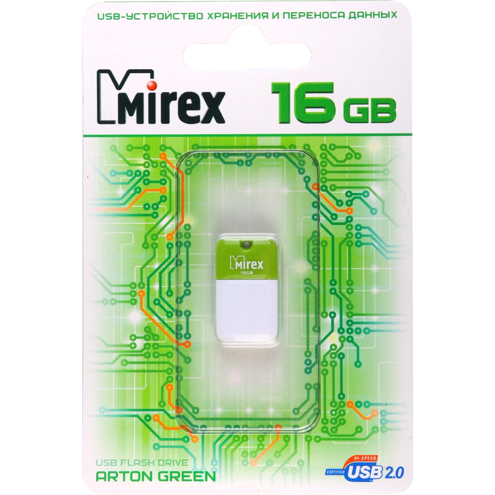 USB флэш-накопитель Mirex ARTON GREEN 16GB (13600-FMUAGR16)