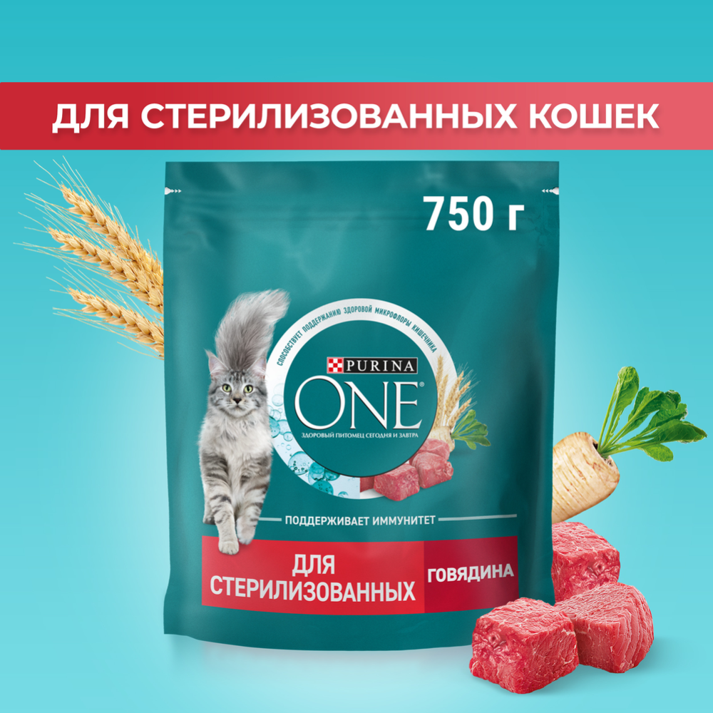 Корм для кошек «Purina One» говядина и пшеница, 750 г #0