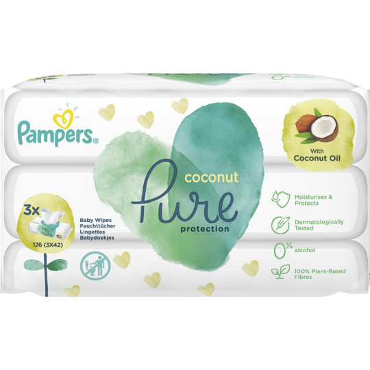 Детские Влажные Салфетки «Pampers» Pure Coconut, 126 шт